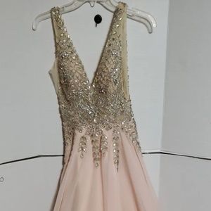 Andrea&leo Couture pale pink Prom Wedding Dress - Size 6 Rhinestone bodice